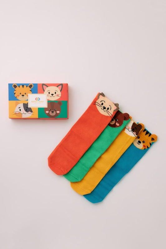 Children's Boxed Cute Animal Ankle Socks 4-Pack