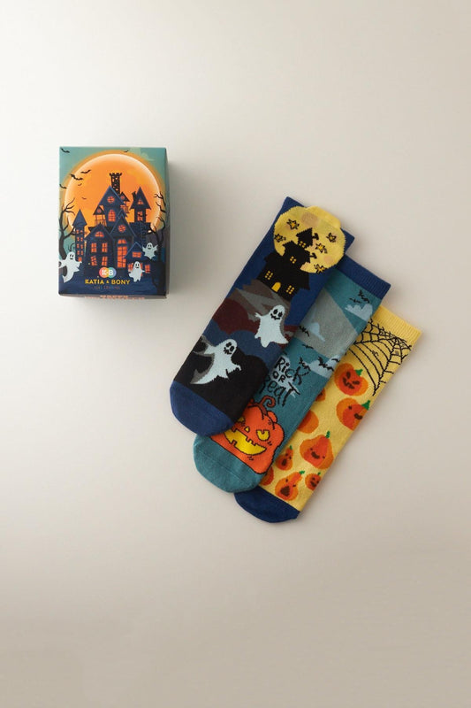 Kids Halloween Patterned Boxed Socks - 3 Pack