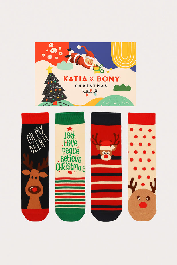 4-Pack Unisex Artistic Ankle Socks in New Year Box
