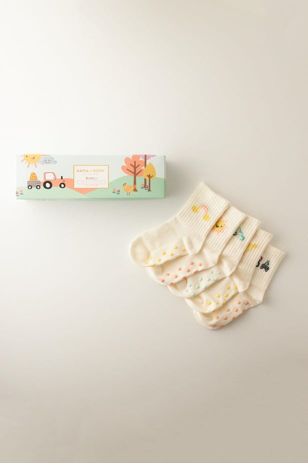Baby farm pattern socks boxed 5-pack