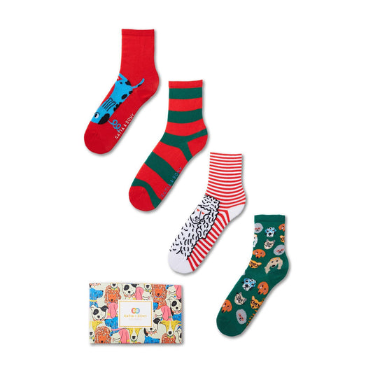 Boy's boxed dog patterned socks boxed 4-pack