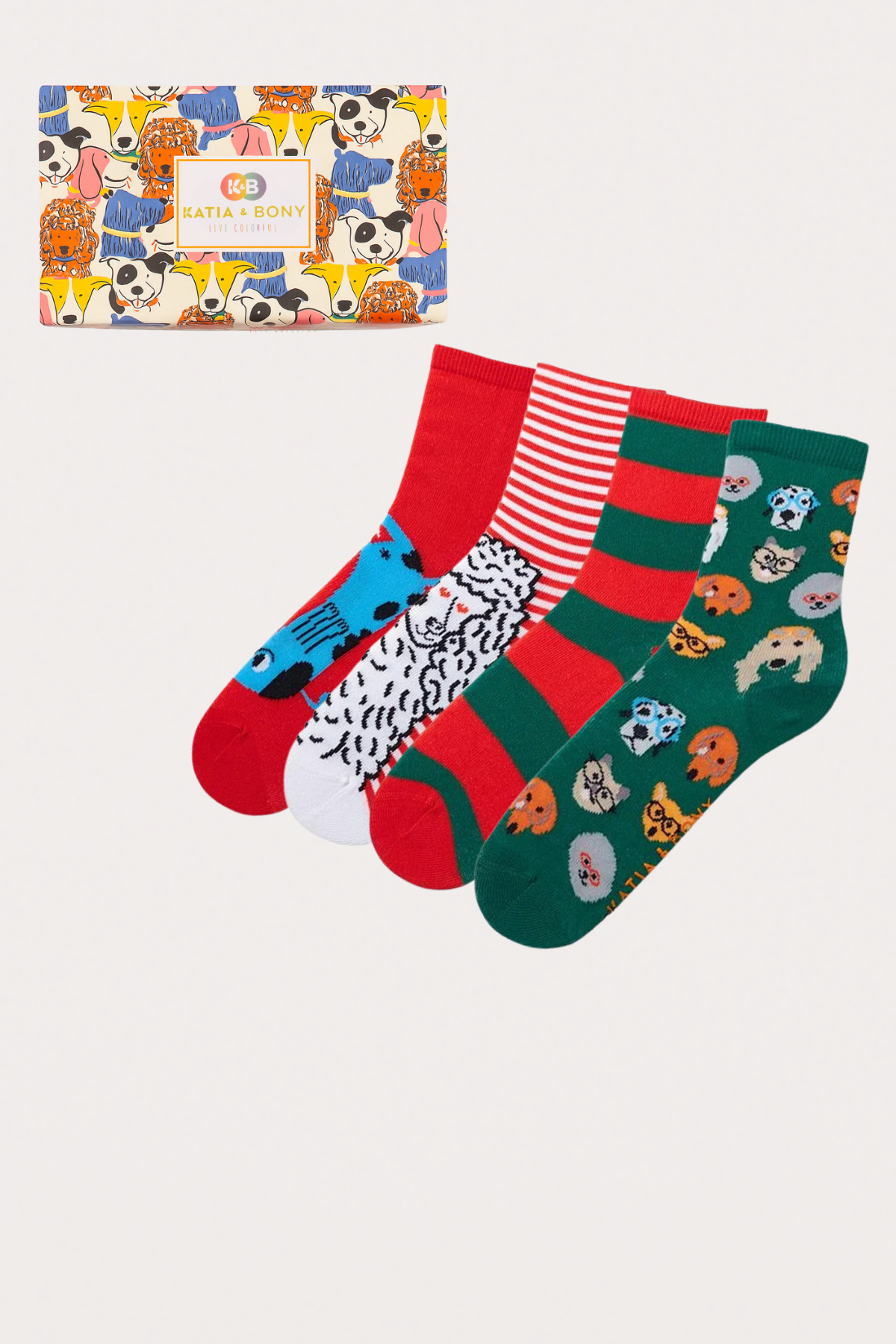 Boy's boxed dog patterned socks boxed 4-pack