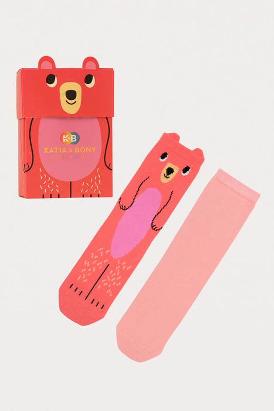 Girls’ Bear-Themed Boxed Sock Set 2-Pack