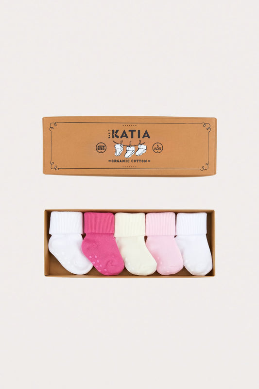 Newborn organic cotton socks pink 5-pack