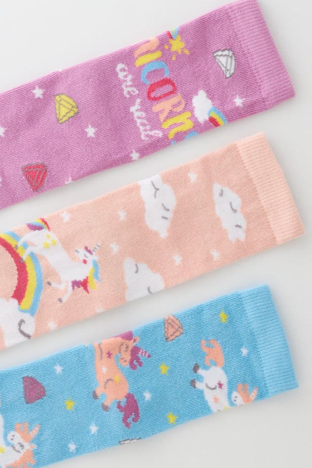 Girls Unicorn Boxed Socks 3-Pack