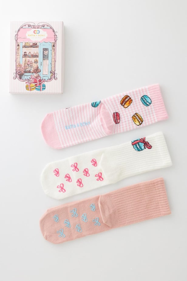 Girls Macaron Boxed Socks 3-Pack
