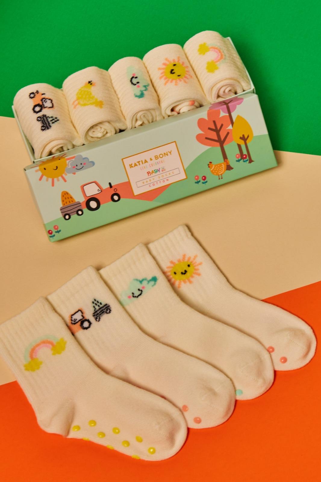 Baby farm pattern socks boxed 5-pack
