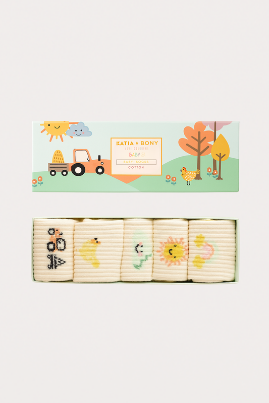 Baby farm pattern socks boxed 5-pack