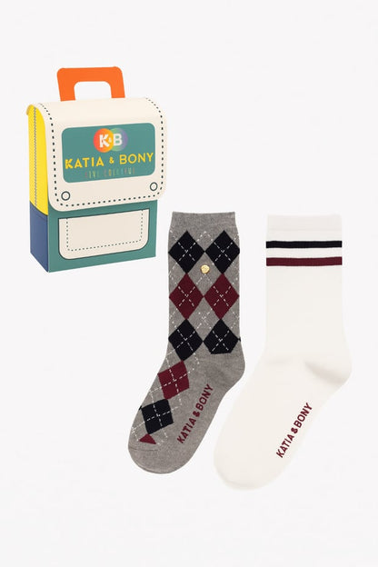 Kids’ Checked Pattern Boxed Socks 2-Pack
