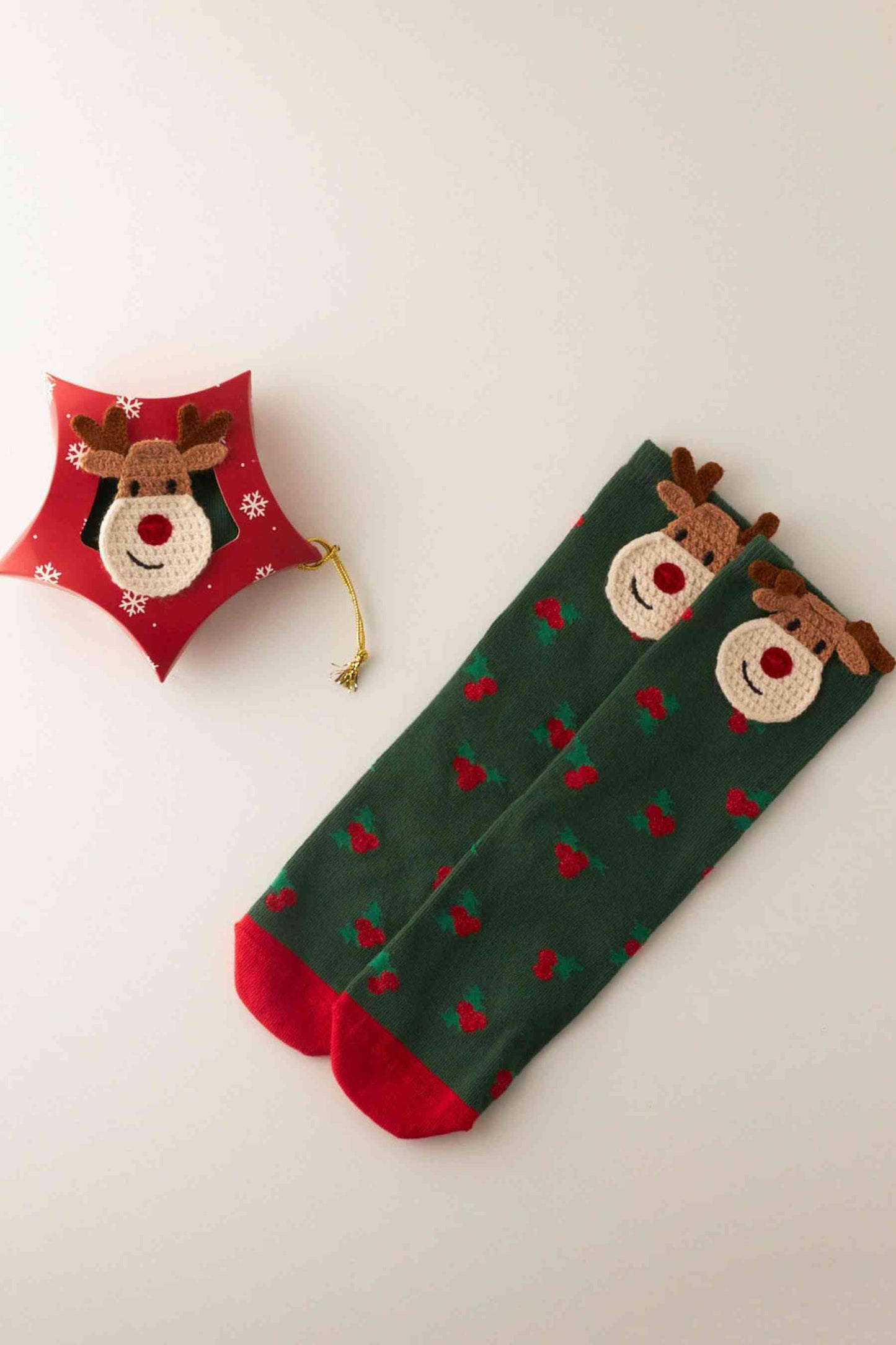 Children's Deer Head Boxed Xmas Socks