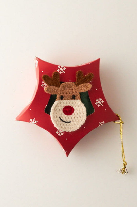 Children's Deer Head Boxed Xmas Socks