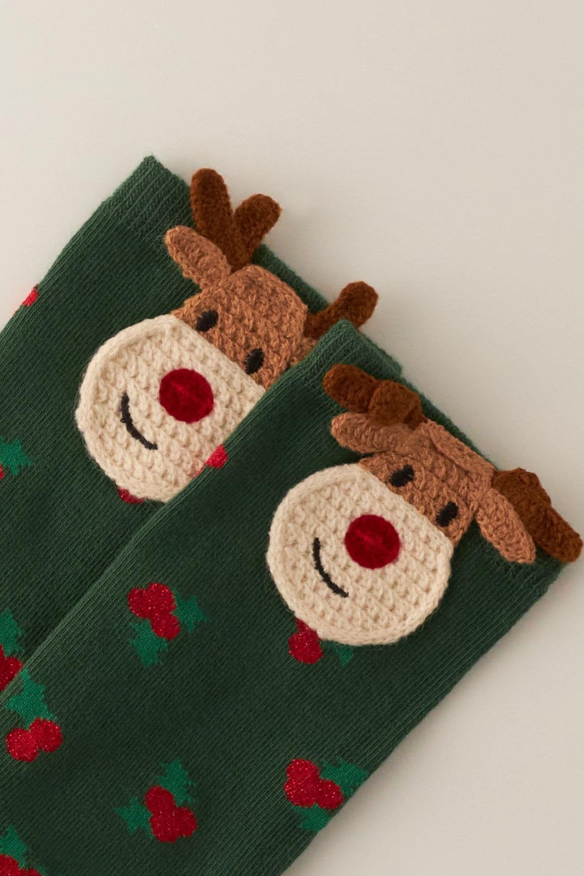 Children's Deer Head Boxed Xmas Socks