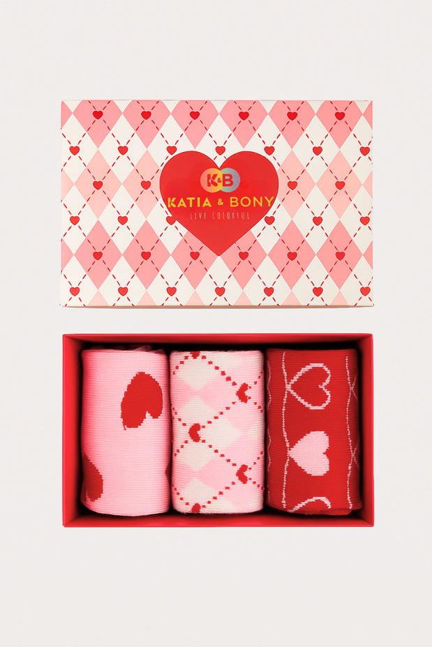 3-Pack Women’s Gift Box Heart Ankle Socks