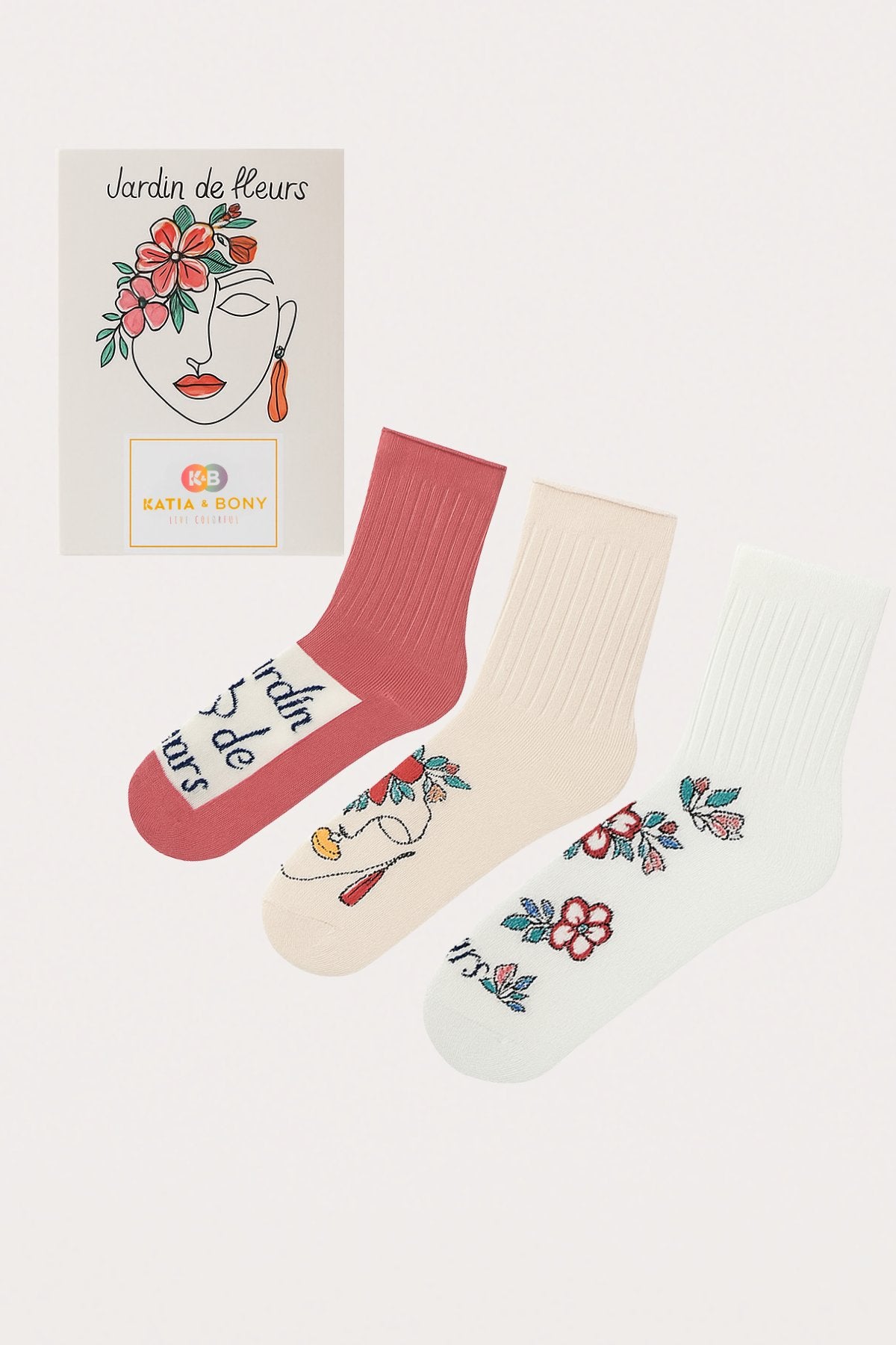 3-Pack Women's Face-Pattern Ankle Socks in Gift Box