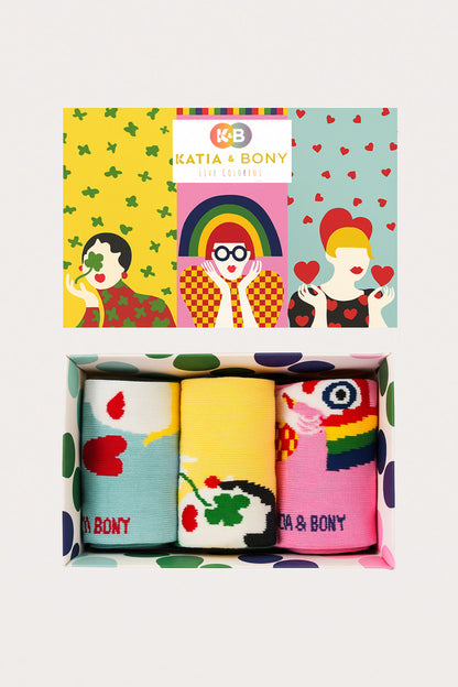 3-Pack Women's Face-Pattern Ankle Socks in Gift Box