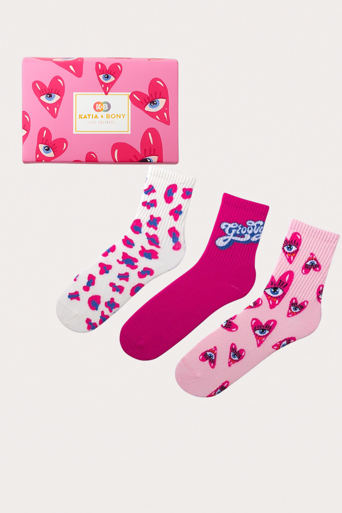 Girls Boxed Heart Detailed Socks 3-Pack