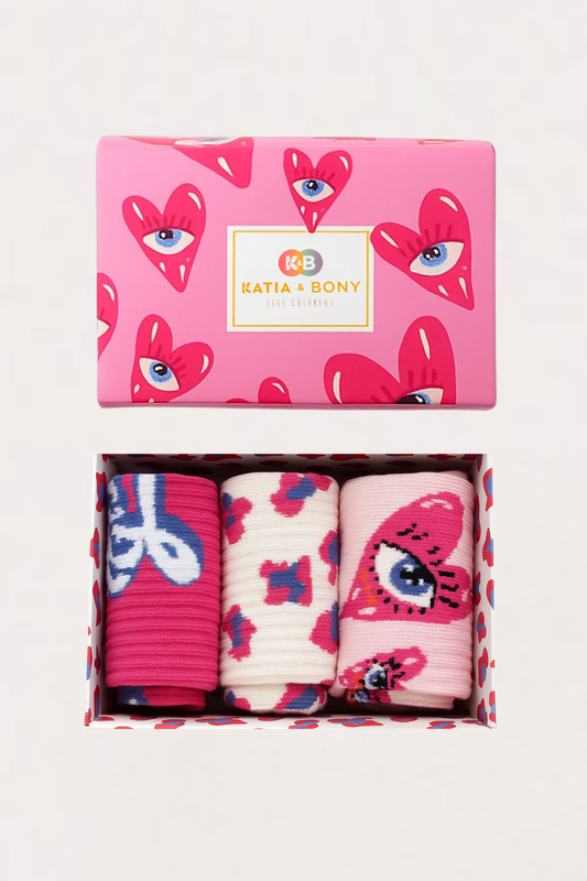 Girls Boxed Heart Detailed Socks 3-Pack