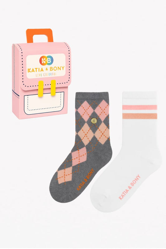 Kids’ Checked Pattern Boxed Socks 2-Pack