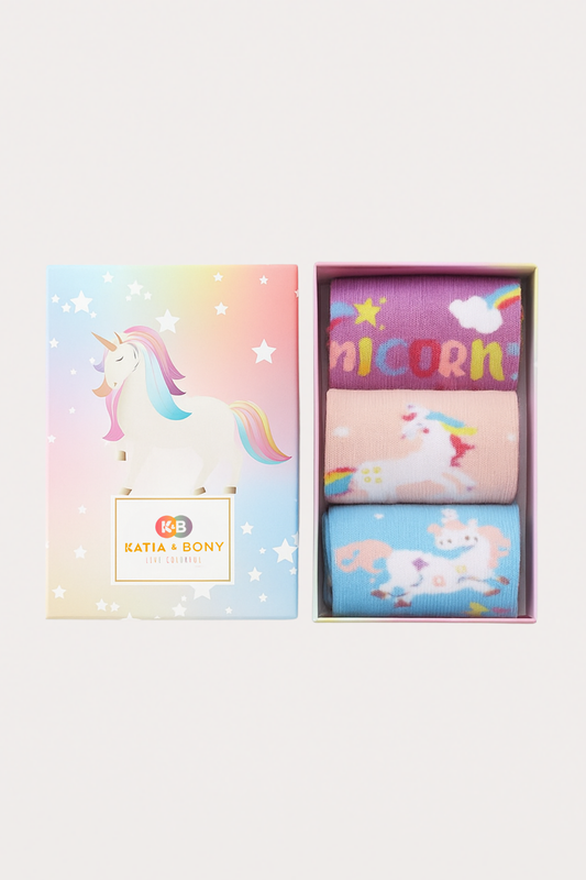 Girls Unicorn Boxed Socks 3-Pack
