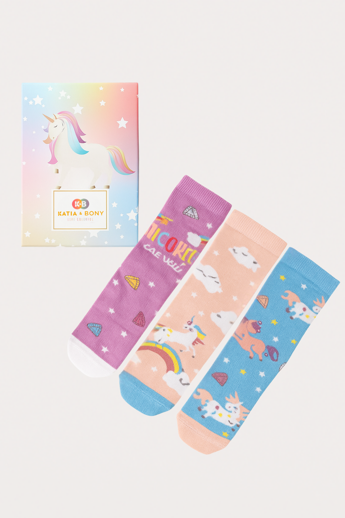 Girls Unicorn Boxed Socks 3-Pack