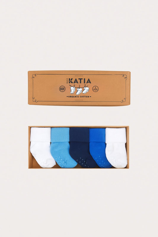 Newborn organic cotton socks blue 5-pack